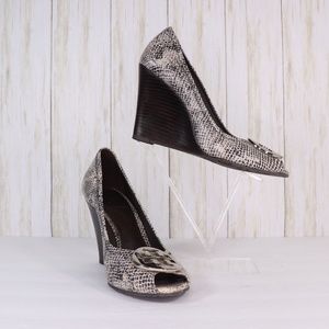 Tory Burch Leather Wedge Shoes Womens Size 7 M